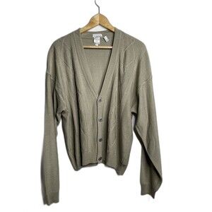 Vintage bill robinson tan grandpa cardigan sweater imported italian Size Small